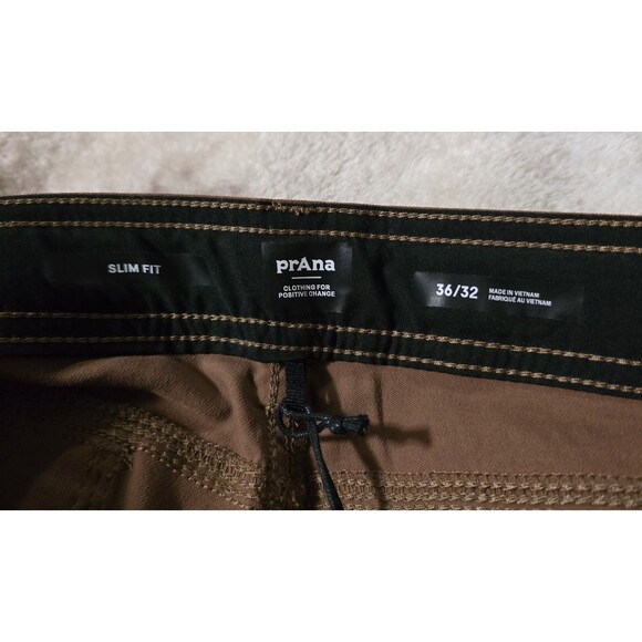 prAna Stretch Zion Slim Pant 2 Men’s 36x32 Sepia Water Repellent Hiking/ Roll Up - Picture 6 of 8